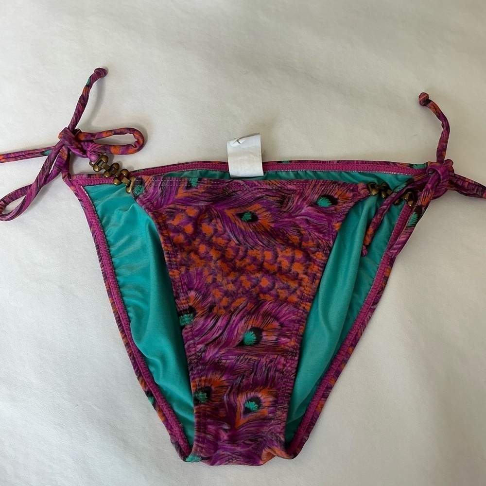 Sofia by Vix Vibrant Purple and Teal Bikini Waist Ties Bottom - Picture 2 of 10